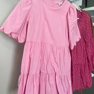 Pink Scalloped Sleeve Dress